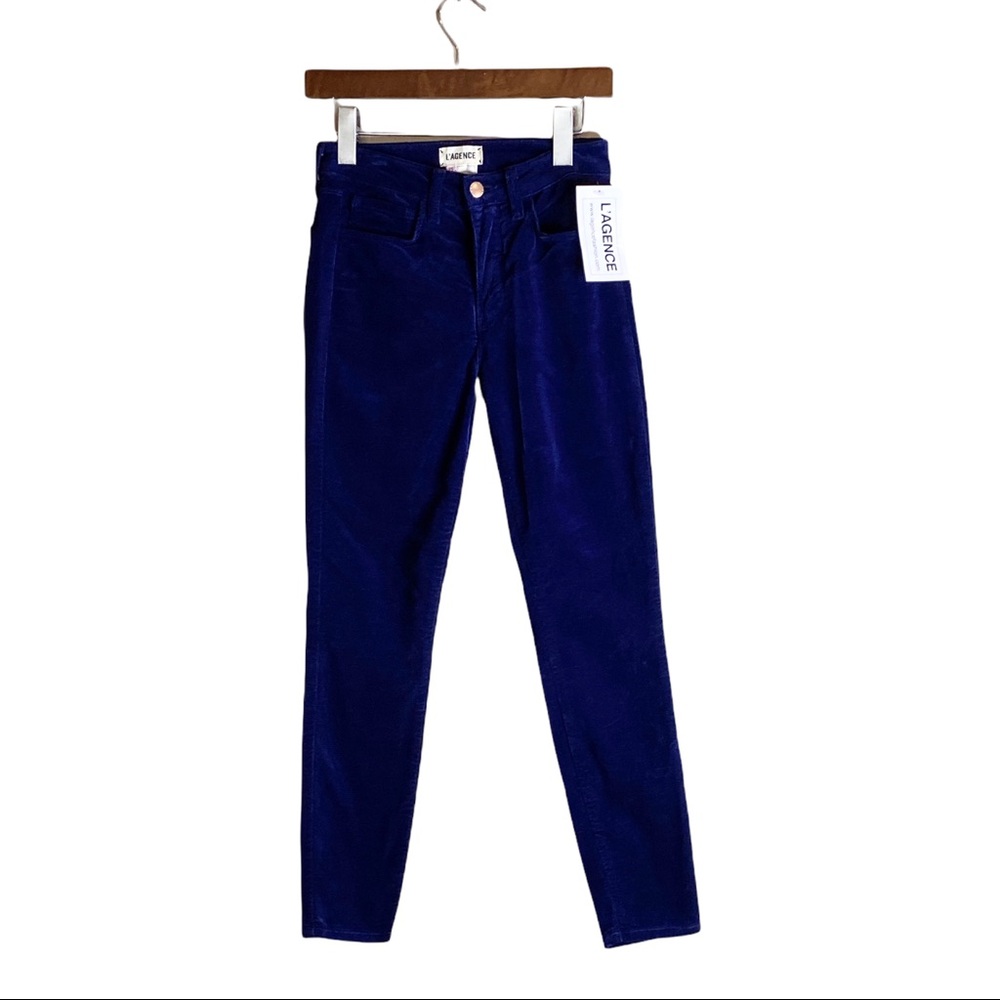 L'Agence Midnight Blue Velvet Crop Jeans - Picture 2 of 8